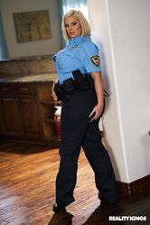 Curvy police officer Julie Cash crashes the party and fucks young teenage boy