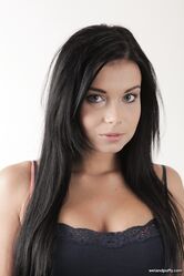 Dark haired babe with big tits Victoria Blaze toy her twat with a glass dildo