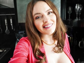 Slutty MILF Krissy Lynn gobbles a big cock & lets it cum on her big tits