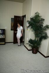 Slutty nurse Sunny Lane gets boned by a patient and swallows his cum