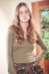 Amateur nerd Jay Taylor showing off her natural body in hot outfits