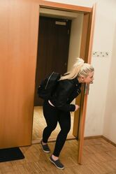 Blonde teen with a round ass Anna Rey rides a dick after getting stripped
