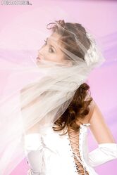 American bride Shay Laren lets out her lovely breasts and poses in lingerie