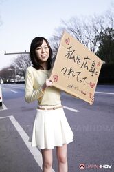 Asian sweetie Shiori Yamate reveals her hot breasts and sucks a dong in a car