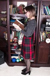 Sexy librarian Ruby Rose strips & shows her inked body and hairy vagina