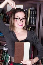 Sexy librarian Ruby Rose strips & shows her inked body and hairy vagina