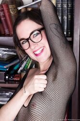 Sexy librarian Ruby Rose strips & shows her inked body and hairy vagina