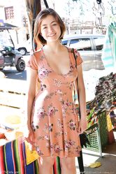 Stunning beauty amateur Aria upskirting & flashing her tasty nipples in public
