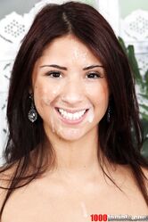 Busty cutie Evi Fox gets her face covered with cum after sucking dick in POV
