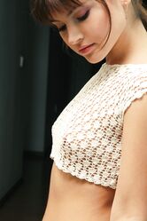 Glamorous teen with a ponytail Anna Q poses nude and in her sexy lingerie