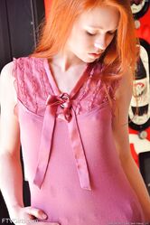 Sexy redhead schoolgirl Dolly stuffing beads into her fresh gaping vagina