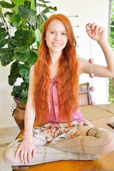 Sexy redhead schoolgirl Dolly stuffing beads into her fresh gaping vagina
