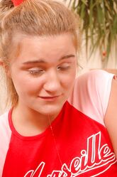Sweet teen Sofia sticks a dong in her mouth before getting fucked from behind