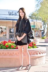 Adorable amateur babe Aeris reveals her twat in public and masturbates at home