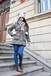 Brunette solo girl exposes herself in ripped hose and tights in public places