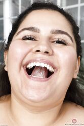 Chubby amateur Karla Lane doffs her red bodysuit and flaunts her juicy bush