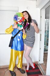 Clown with big cock fucks MILF Lara's vagina in her favorite positions