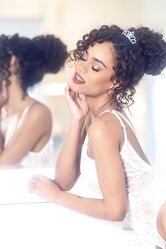 Astonishing ebony teen Scarlit Scandal sucks & rides a blue toy in the mirror