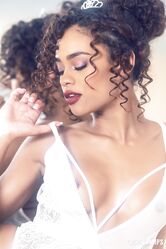 Astonishing ebony teen Scarlit Scandal sucks & rides a blue toy in the mirror