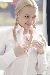 Blonde schoolgirl Angel gets creampied while enjoying hardcore anal sex