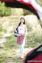 European teen Taylor Krystal gets her twat fingered and stuffed in a trunk