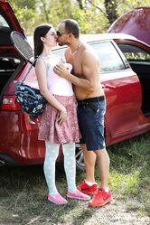 European teen Taylor Krystal gets her twat fingered and stuffed in a trunk