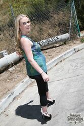 Heavily pregnant blonde Hydii May gets baby belly basted in BBC gangbang