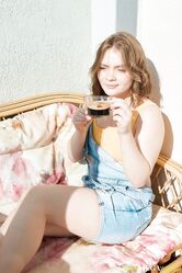 Teen with blue eyes Lesya Milk gives a blowjob before getting her ass nailed
