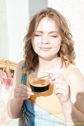 Teen with blue eyes Lesya Milk gives a blowjob before getting her ass nailed