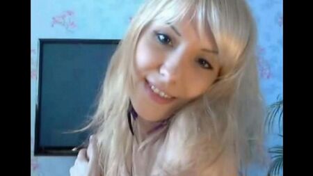Blonde caresses her fingers with her pussy