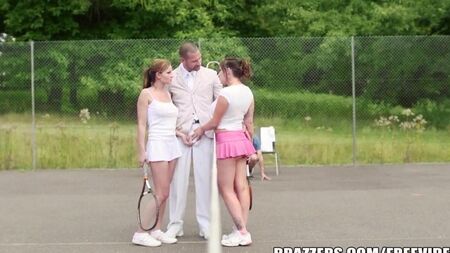 Sex friends with a rich uncle on a tennis court