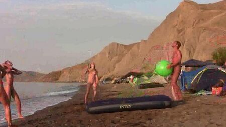 Naked play badminton