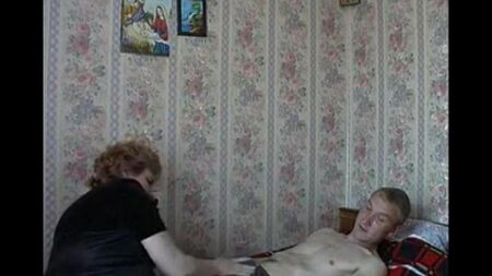 Incest of the old mother and son on a hidden camera