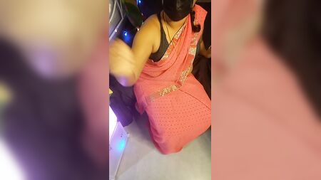 Pink saree seduction by tamil mum