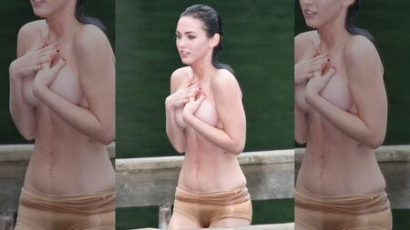 Megan Fox Pussy Visible In Wet Skin Tight Shorts