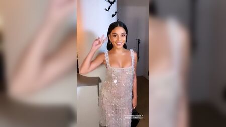 Vanessa Hudgens cleavage with new big boobs in sexy dress