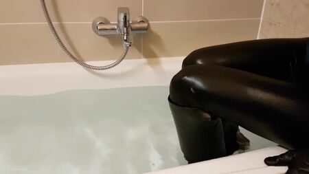 Versace high heel leather boots soaking wet