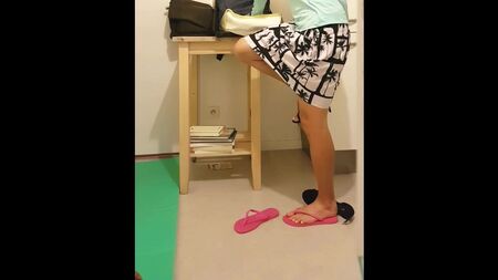 3rd grade teacher removes heels for flip flops in classroom