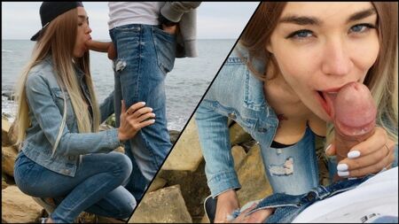 Hot Blonde Gives Skilled Blowjob Outdoor - Veronika Charm