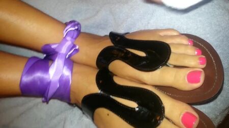 Secretary tied up in sandals gets cum on her feet and toes