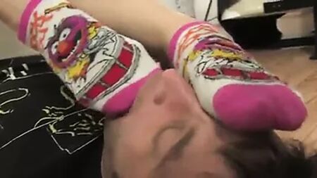 Lucky guy lick girl socks