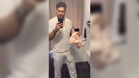 Massive bulge guy in white trousers