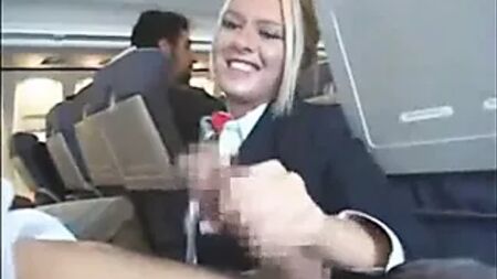 Stewardess Handjob and Blowjob