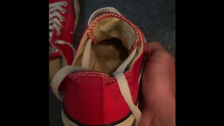 Cum inside my Sisters Red Converse Sneaker I chuckloveinsta