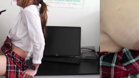 Schoolgirl caught masturbating gets creampied by teacher