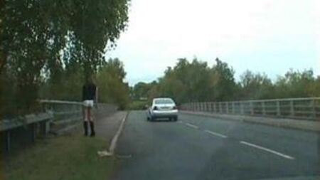 Zoe tranny bitch whore outdoors in tight hot pants