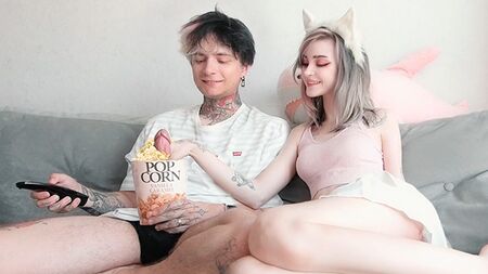 Invited a girl friend to watch a movie with a surprise