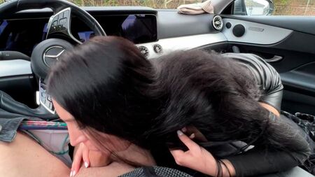 Hot stepmom sucks stepson's dick in his dad's car