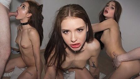 Goth girl swallows cock