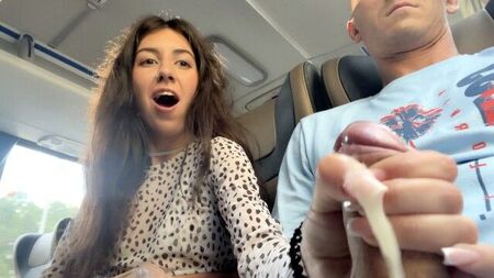 Stranger on the bus makes me cum with her hand